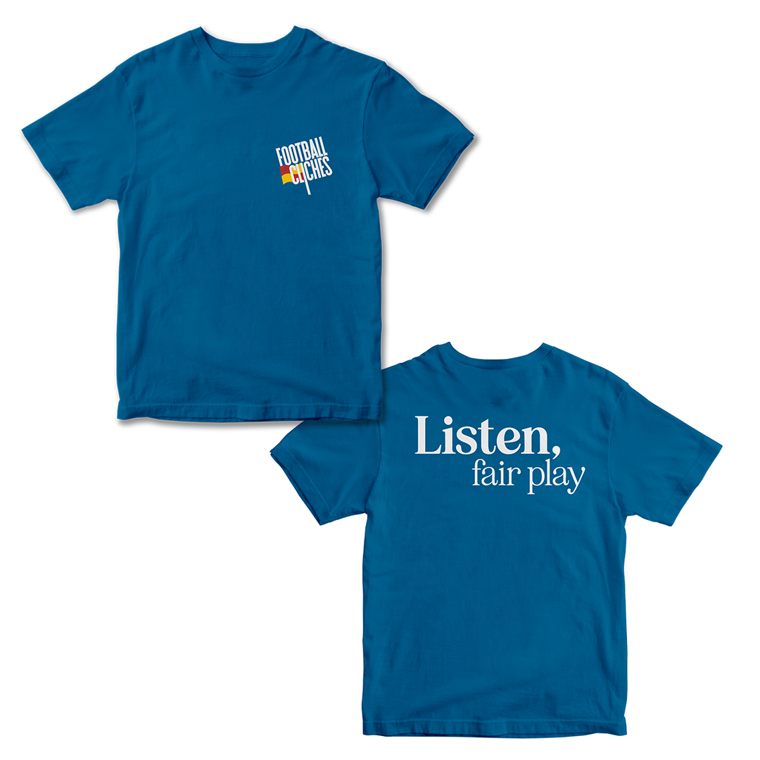 Listen, Fair Play - T-shirt (Black / Blue)