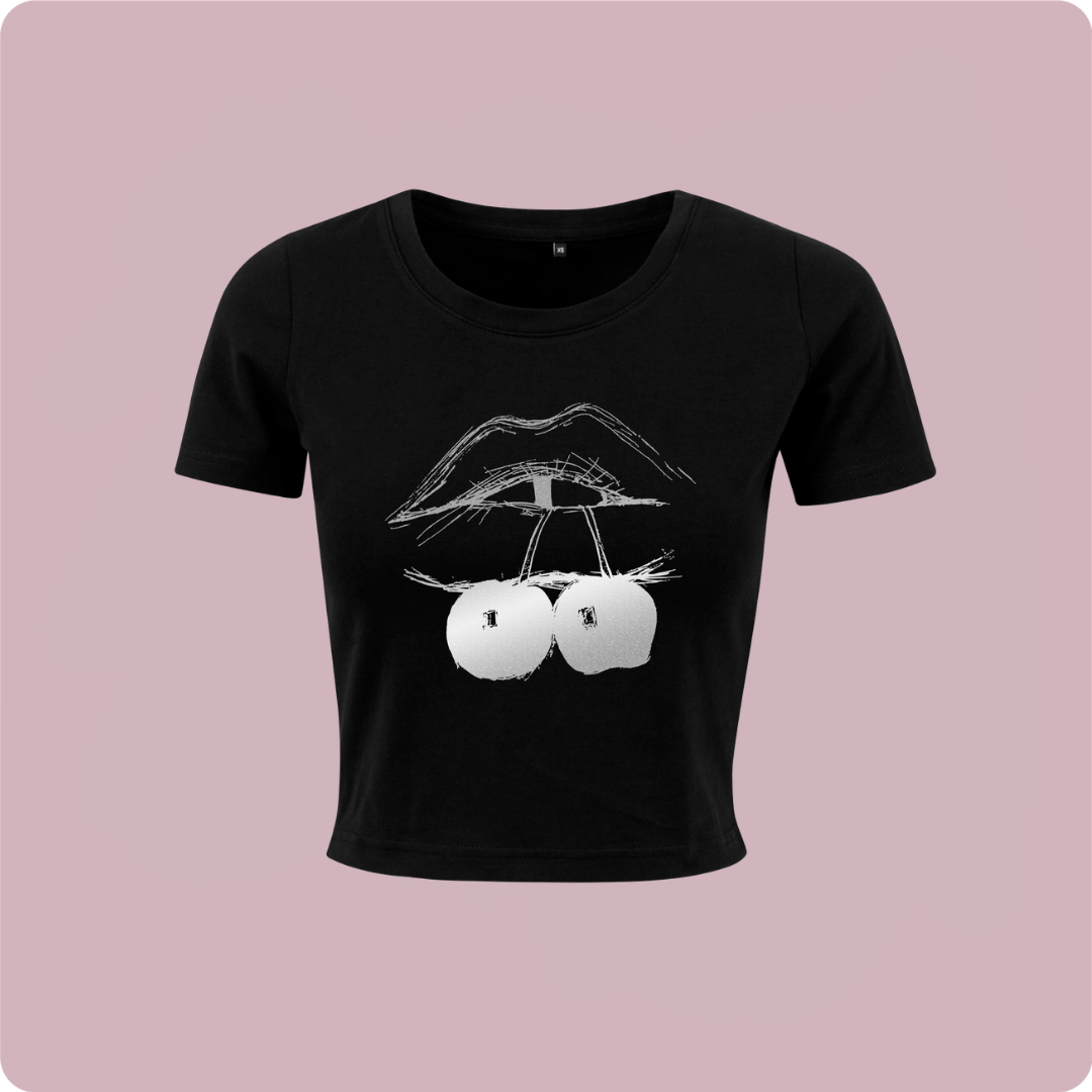 "Ain’t I Good For You" Cherry Baby Tee - Black and Silver Anniversary Edition
